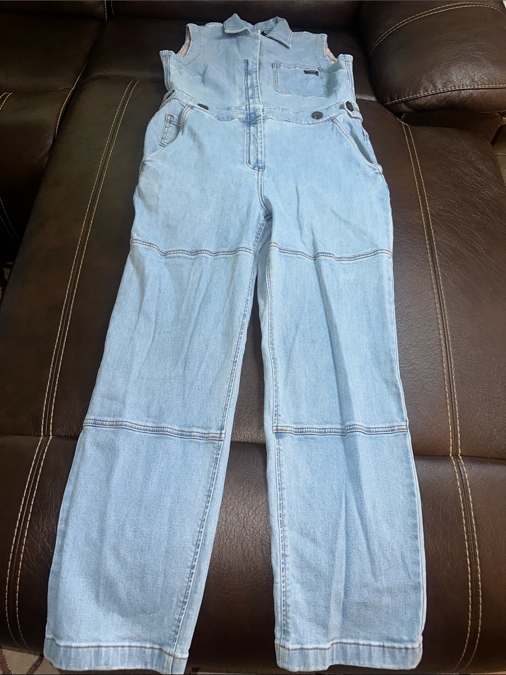 Wildfang The Essential Denim Sleeveless Adjustable Waist Coverall Size S